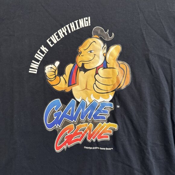 Unlock Everything! Game Genie 2012 Promo T-Shirt Nintendo Sega Playstation XL - Picture 2 of 9